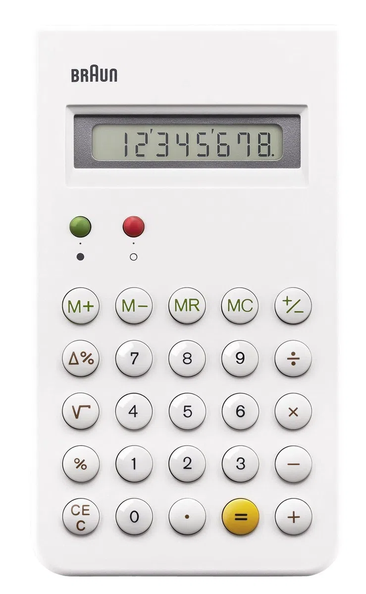 BRAUN BNE 001 BK KULT-TASCHENRECHNER, DIETER RAMS, 8 STELLIGES LCD-DISPLAY INKLUSIVE HARTSCHALEN-SCHIEBECOVER,WISS