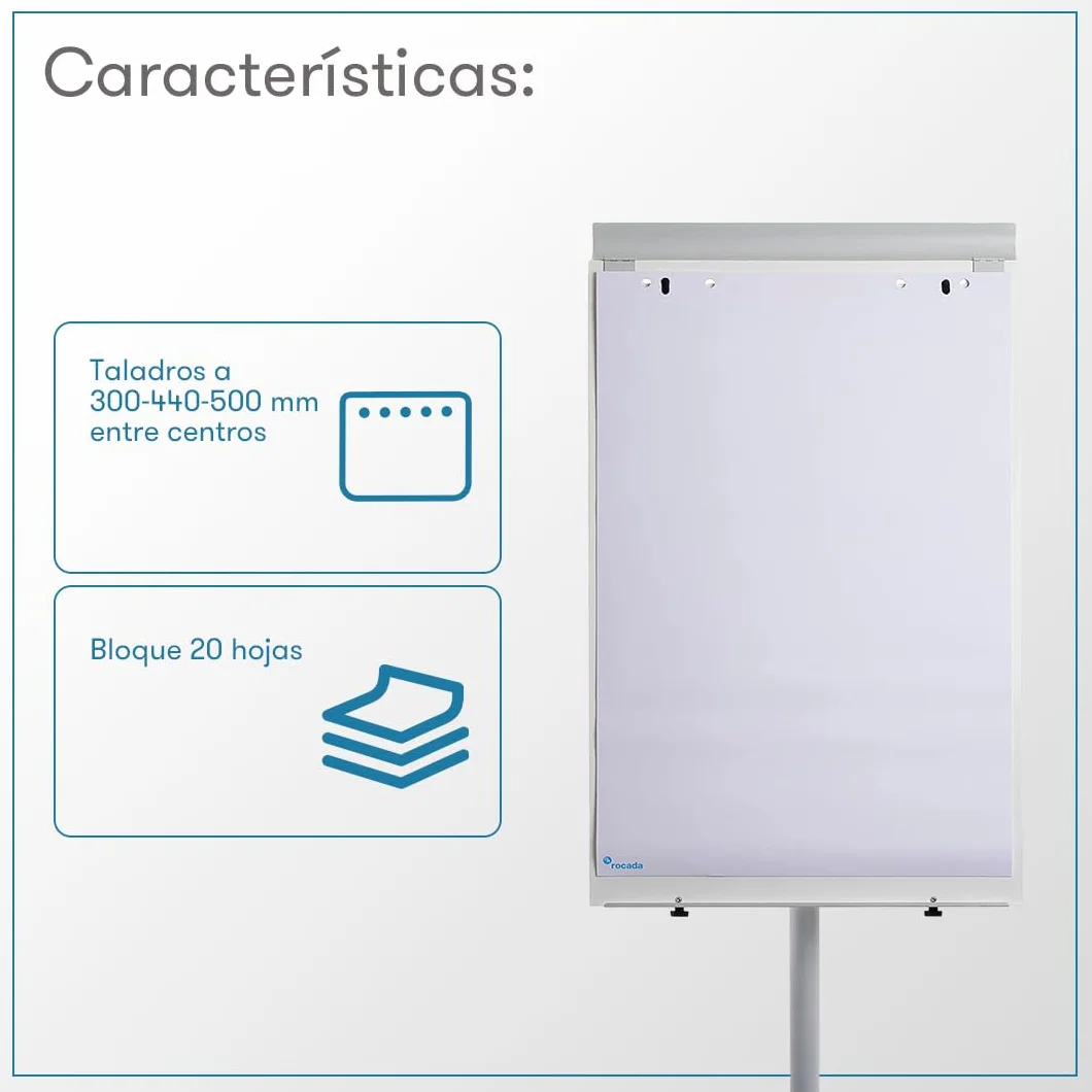Rocada | Weißes Papier-Block | Universal-Papierblock für Tafeln mit Staffelei | Lochsystem | 70 g | 5 Blöcke