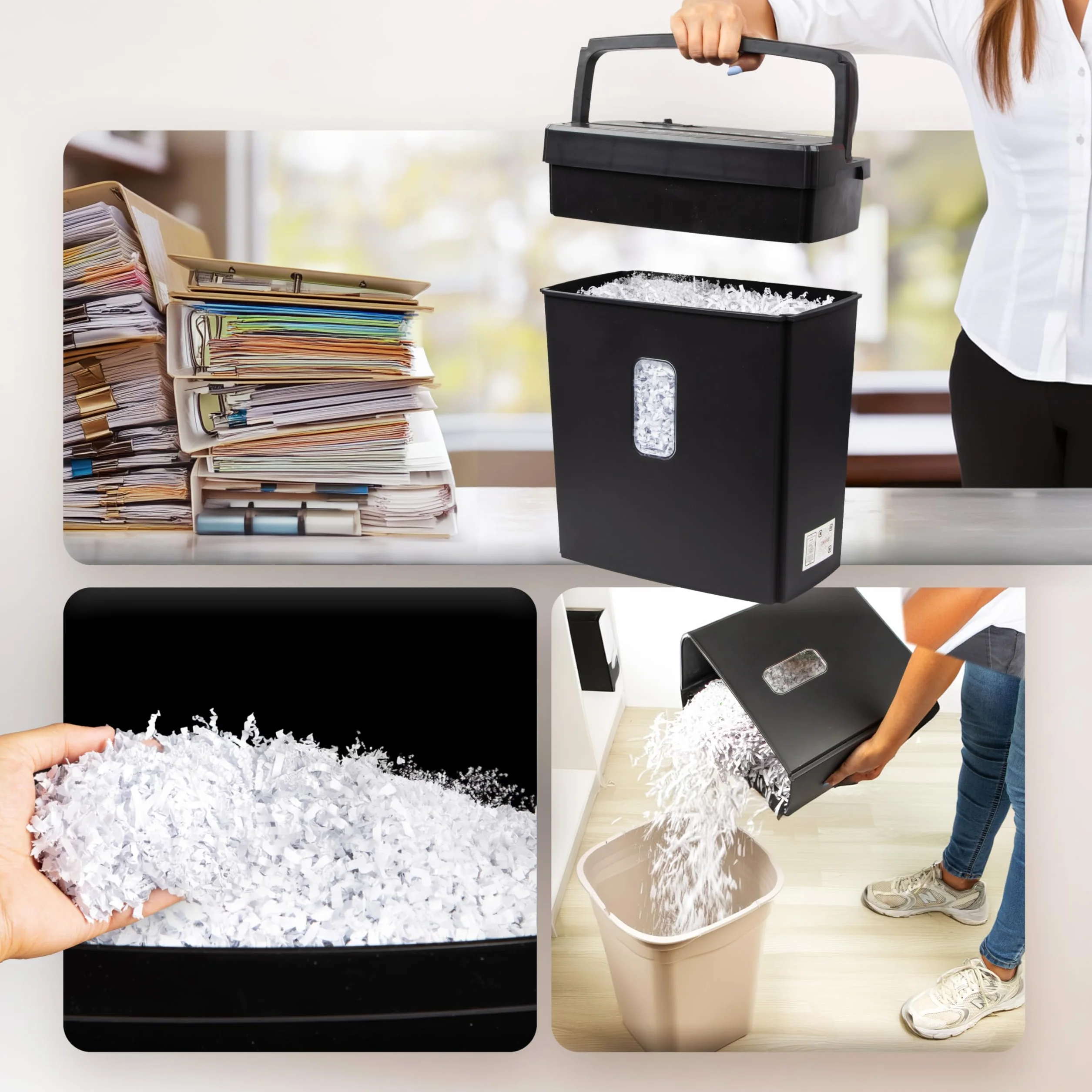 Duronic Aktenvernichter, Schredder mit Sicherheitsstufe P2, Reißwolf für Büro und Home-Office, Zerkleinerer für Blatt Papier (PS657)