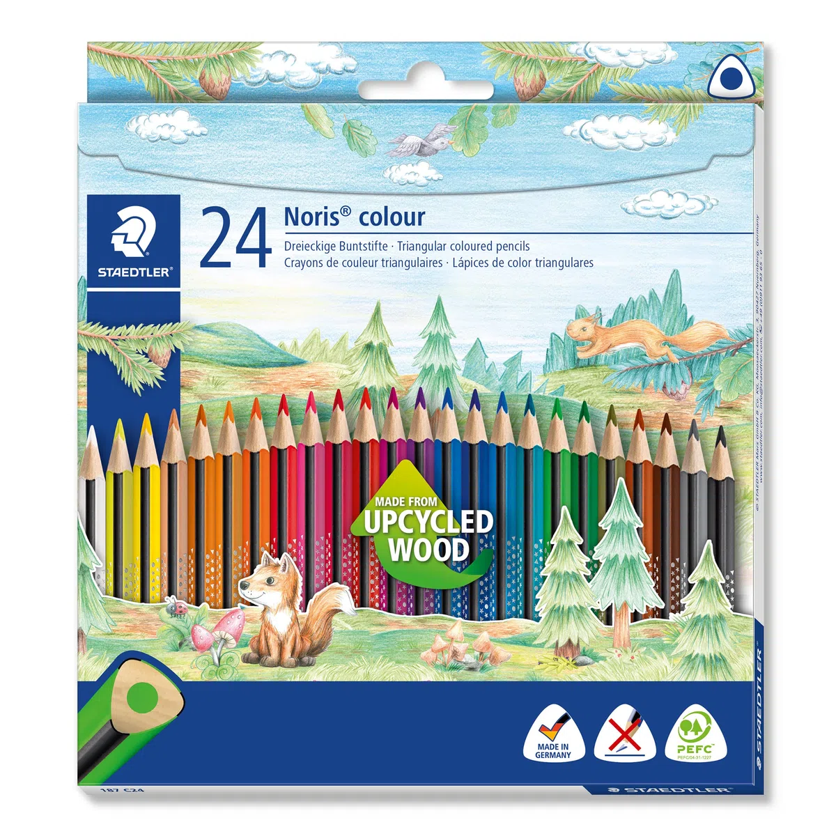 STAEDTLER Buntstifte Noris colour, ergonomisches Dreikantformat, rutschfeste Soft-Oberfläche, hohe Bruchfestigkeit, WOPEX Material, 5 Sets mit 24 Farben und 20 Sets mit 12 Farben, 187 CA-1