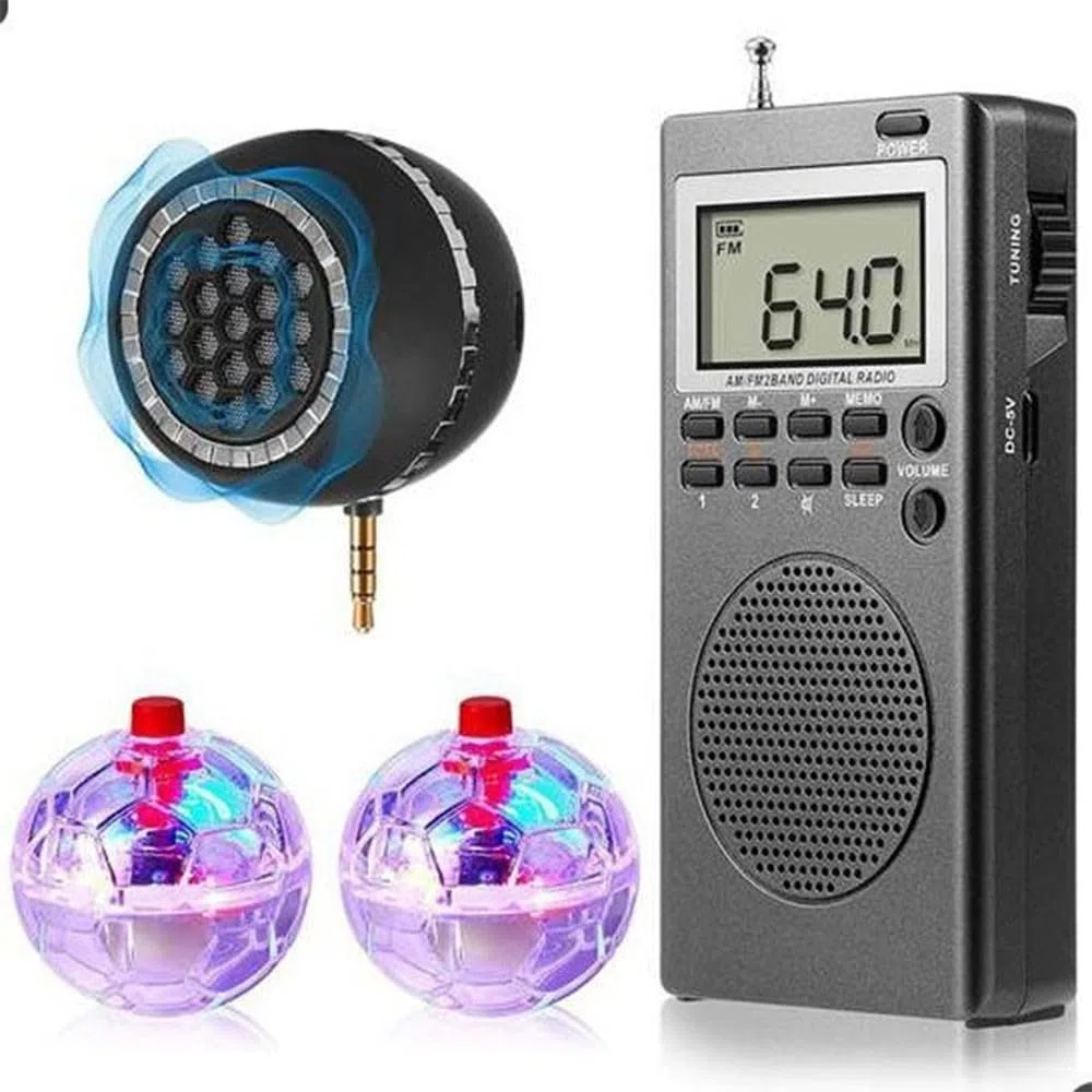 Paranormal Jagdset mit Radio & LED-Kugeln, tragbares Geisterkommunikations-Kit mit Lautsprecher für Spiritisten, hohe Empfangsempfindlichkeit für Innen- und Außenbereiche(6PC)