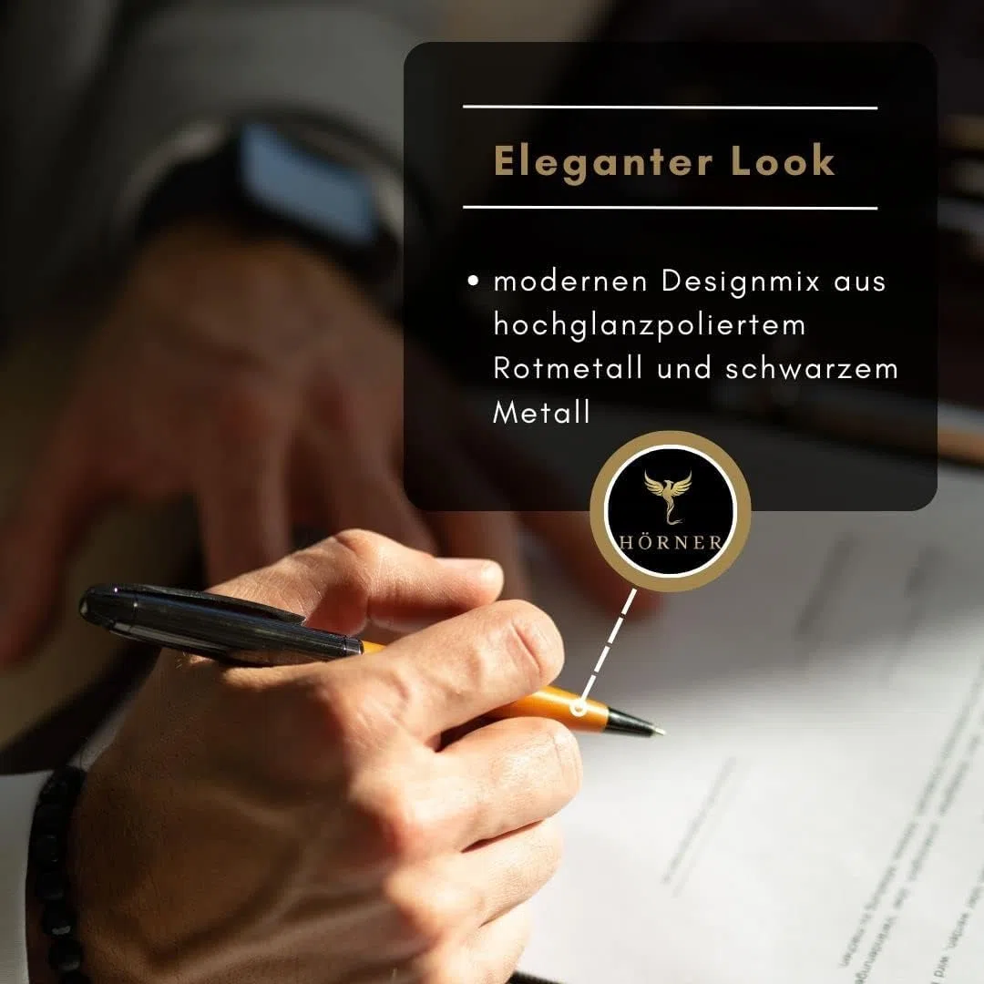 Hörner Auerus I Hochwertiger Kugelschreiber mit Gravur I Premium Geschenkbox I Schreibfarbe Blau 0,7 I Wechselbare Mine I Strichstärke M I Aus Metall I Ergonomisches edles Design