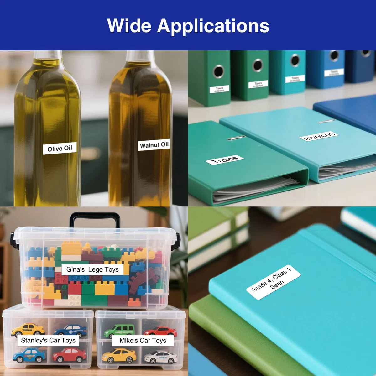SUPVAN E11 Label Printer, English Layout (QWERTY) Keyboard, with 2 Rolls Continuous Labels + 2 Rolls Fixed-Size Labels, Suitable for School, Office & Home