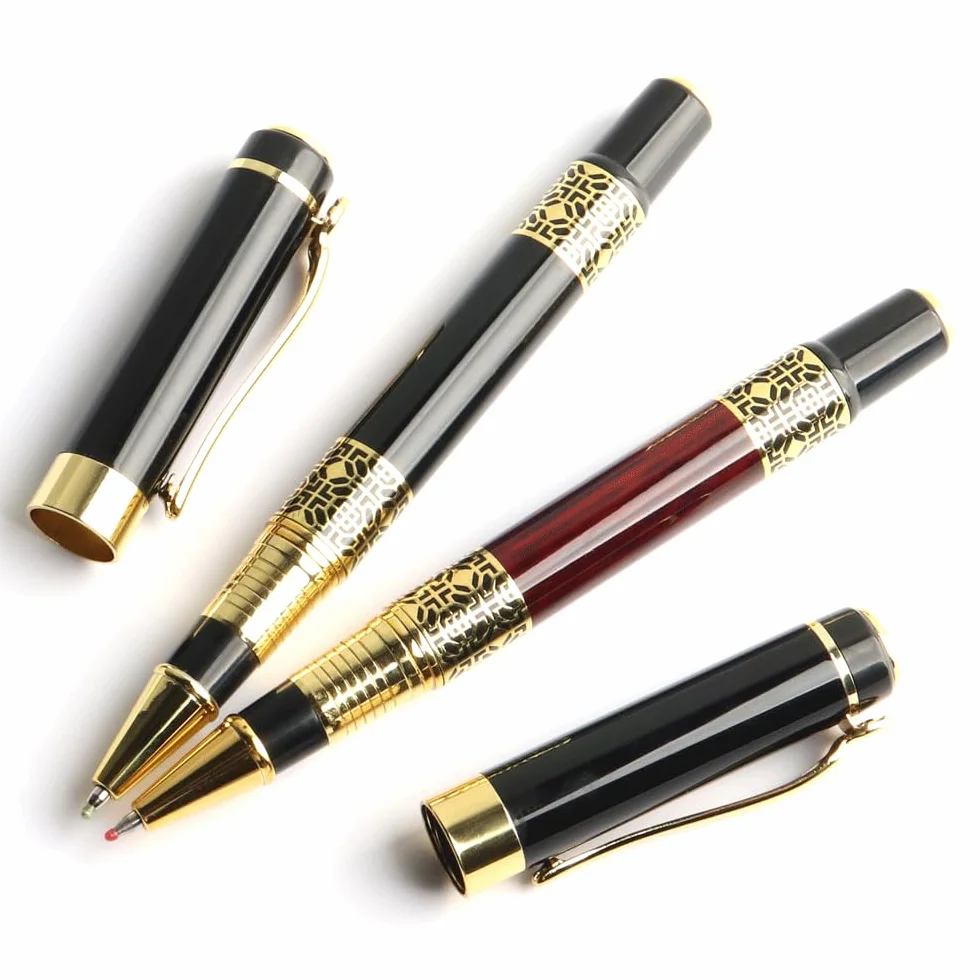 BIK Gelschreiber, Metallroller, chinesischer klassischer Stil, Kalligraphie, Schreiben, Unterschrift, Geschenk, Stift, Studenten, Schreibwaren, Büro (1 roter Stift, blau)