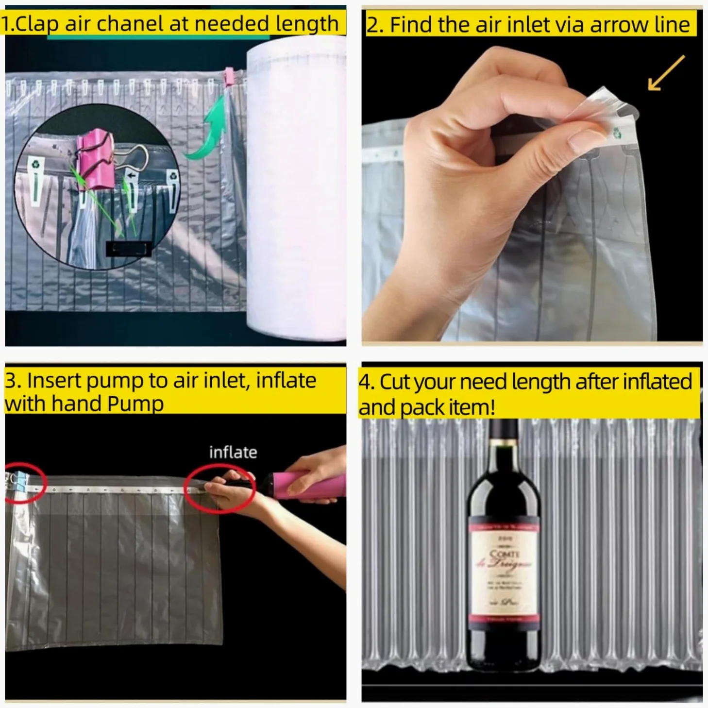 Luftpolsterfolie, aufblasbare Luftsäulenverpackung, große Luftpolsterrolle für schwere Beanspruchung, Versandbedarf für Online-Shop, Umzugsverpackungsrolle (transparent, 30cm x 50 m)