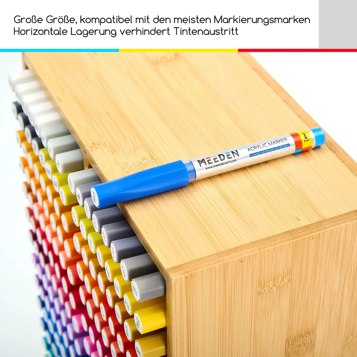 MEEDEN Bambus Marker Stifte Organizer：Stiftehalter für 224 Markerstifte/Stifte/Bleistifte, Stifte Aufbewahrungbox mit 32 Fächern für Zuhause Büro Schule