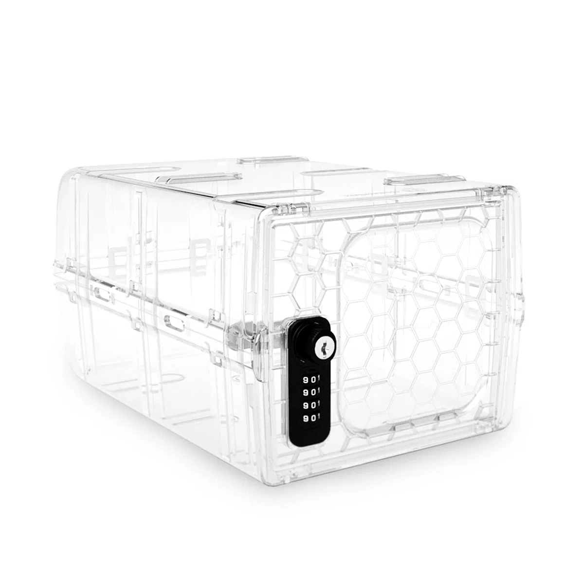 Urban August Double Combination & Key Lock Box - Hygienische abschließbare Box für Medizin, Lebensmittel & Elektronik - Schloss für Haus & Büro - Industriequalität Kunststoff - (Transparent)