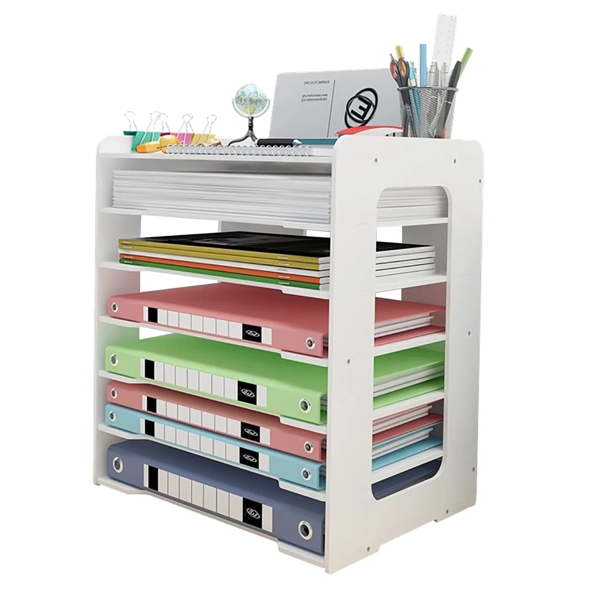 Hggzeg Briefablage-Organizer, Büro-Schreibtisch, ordentliches Aufbewahrungsregal, Dokumentenhalter, A4-Papier-Ablagefächer für Zuhause, Büro, Schule, 7 Etagen