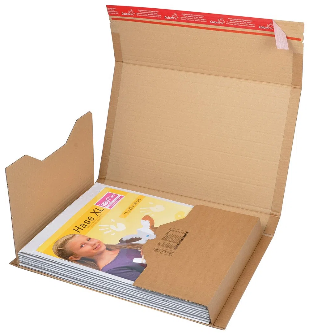 ColomPac CP020.18 Wickelverpackung aus Wellpappe mit Selbstklebeverschluss und Aufreissfaden, braun