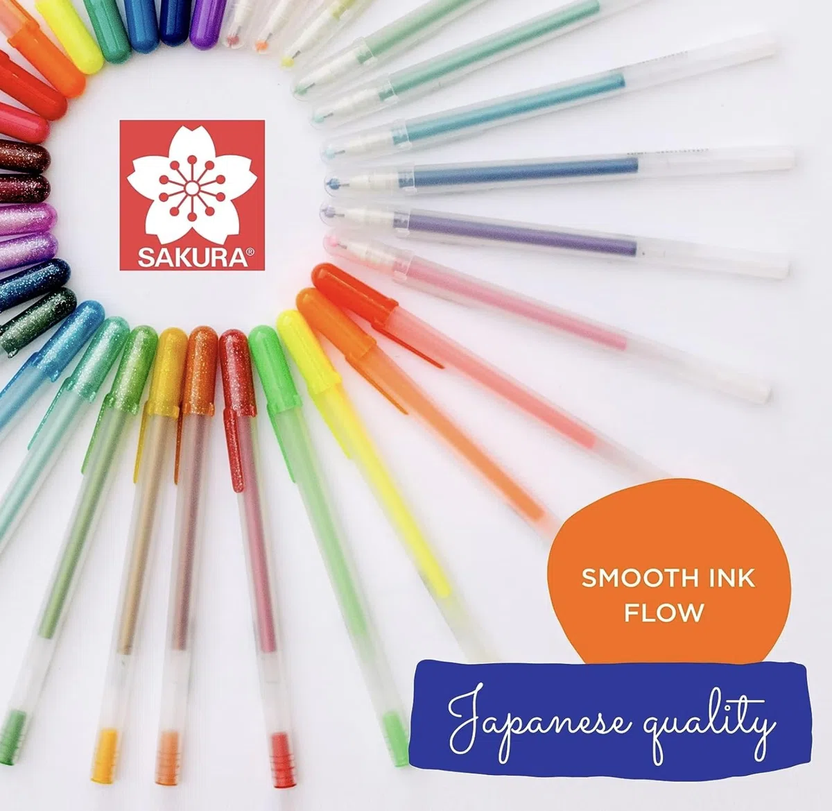 SAKURA Gelly Roll-Gelschreiber, feine, mittlere und kräftige Spitze, für Tagebuch, Kunst oder Zeichnen, hellweiße Tinte, 05/08/10, verschiedene Spitzengrößen, 5 Stück