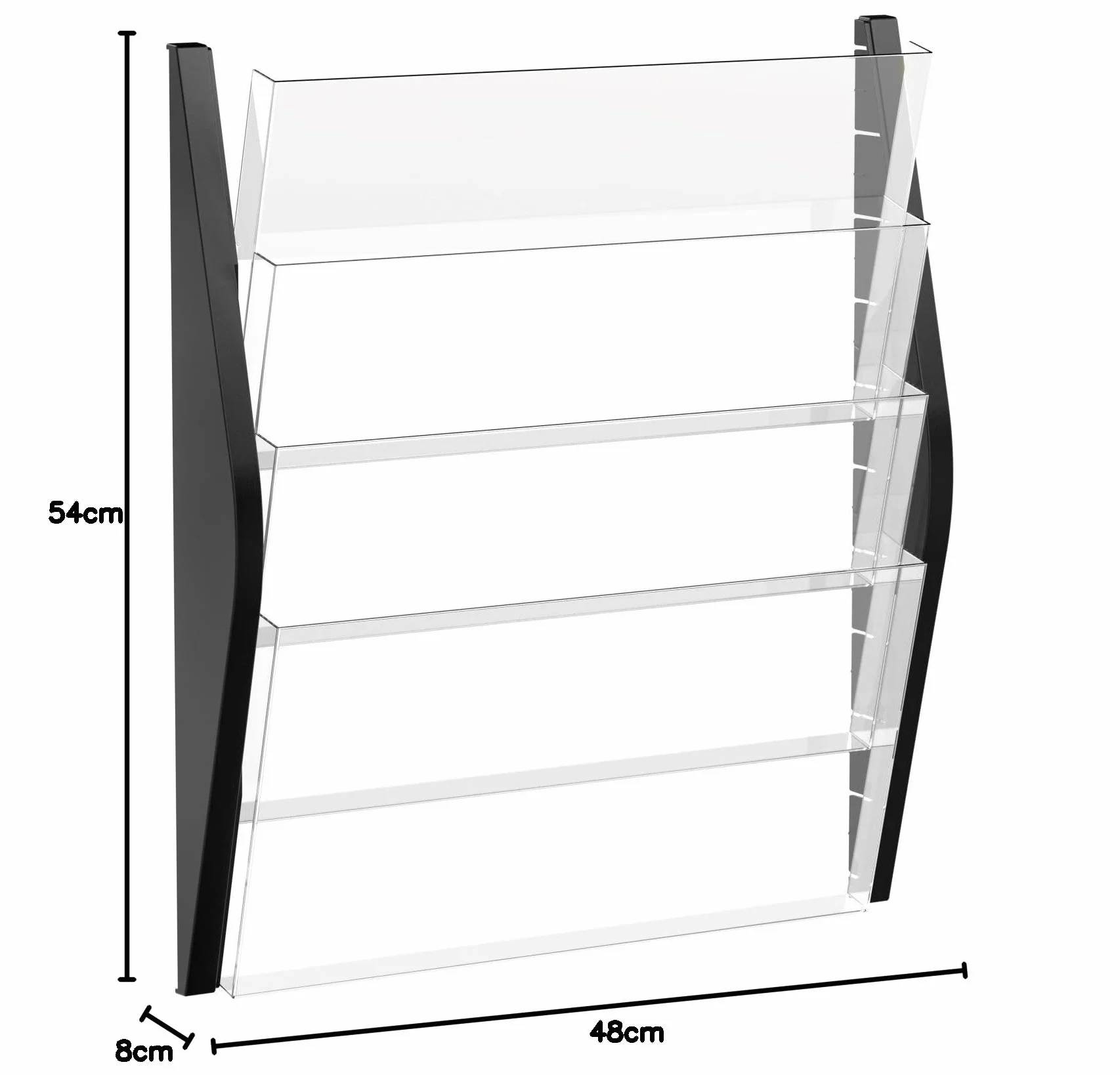 helit H6270495 - Wandbogendisplay „the arc“ 4 x DIN A3 quer, schwarz | 4 Taschen zur Präsentation von Informationen und Dokumenten