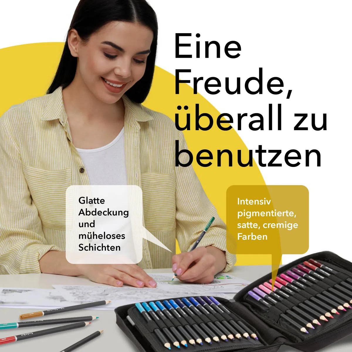 Castle Art Supplies 72 Buntstifte Set | Hochwertige Farbminen mit weichem Kern für erfahrene Künstler, Profi- und Farbkünstler | In übersichtlichem, robustem Reißverschlussetui