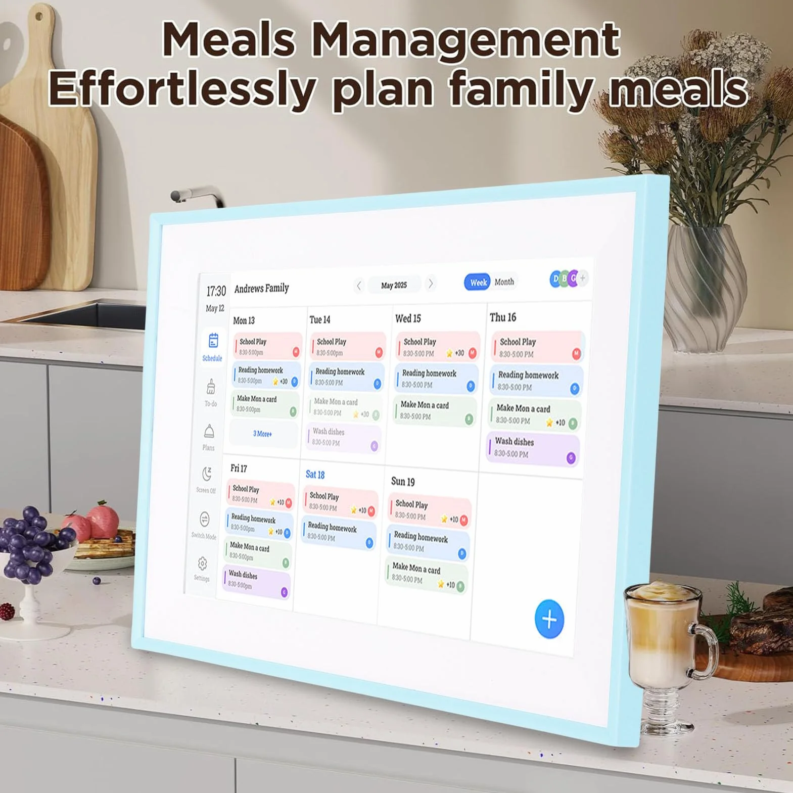 Elprico 10.1 Zoll Digitaler Kalender, Digitale Kalender- und Chore -Diagramm, Intelligentes Touchscreen Interactive Display für Familienpläne, WiFi Smart Family Planner, für Zuhause und