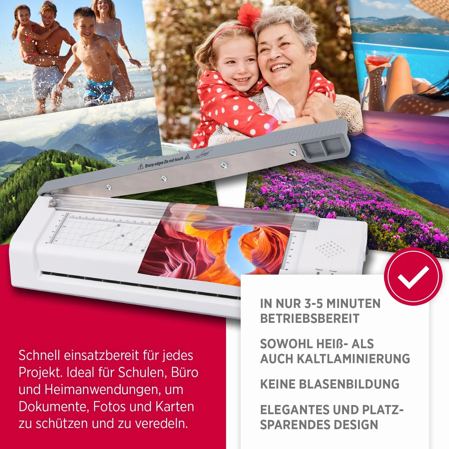 Olympia A 350 Combo 3-in-1 Laminiergerät | Heiß- und Kaltlaminieren | Kombi Laminier- und Schneidegerät | Keine Blasenbildung | Laminiergerät A4 | Laminator | Modernes und kompaktes Design