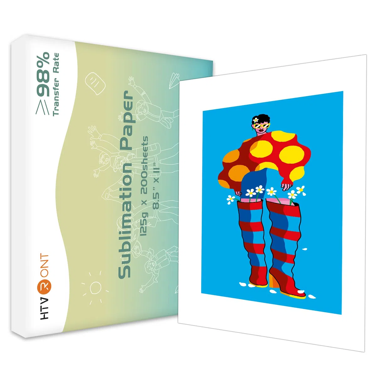 HTVRONT Sublimationspapier 21,6 x 27,9 cm, 200 Blatt Transferpapier für Tintenstrahldrucker, Wärmetransferpapier für Becher, Tassen, T-Shirts und mehr