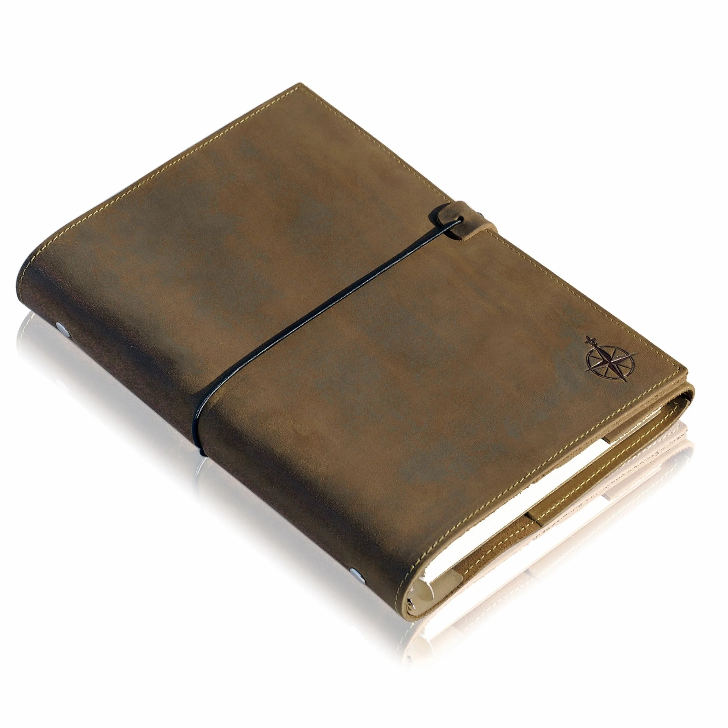 Wanderings A5 Leder Ringbuch Planer – Nachfüllbares 6-Ring-Journal mit Innentaschen – Handgefertigtes Echtleder-Organizer, Filofax-Kompatibel – 2026/27 Wochen- und Monatskalender – 15 x 22 cm