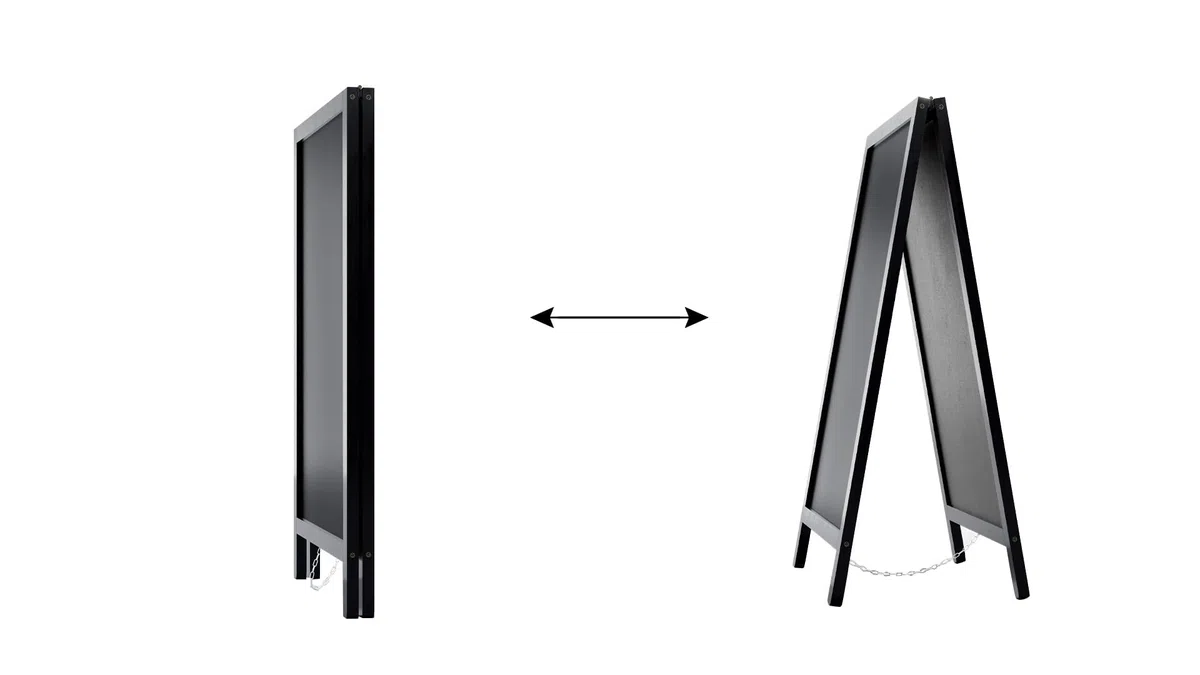 ALLboards Magnetischer Kundenstopper mit Kreideoberfläche, wasserfest 80x45 cm, SCHWARZ