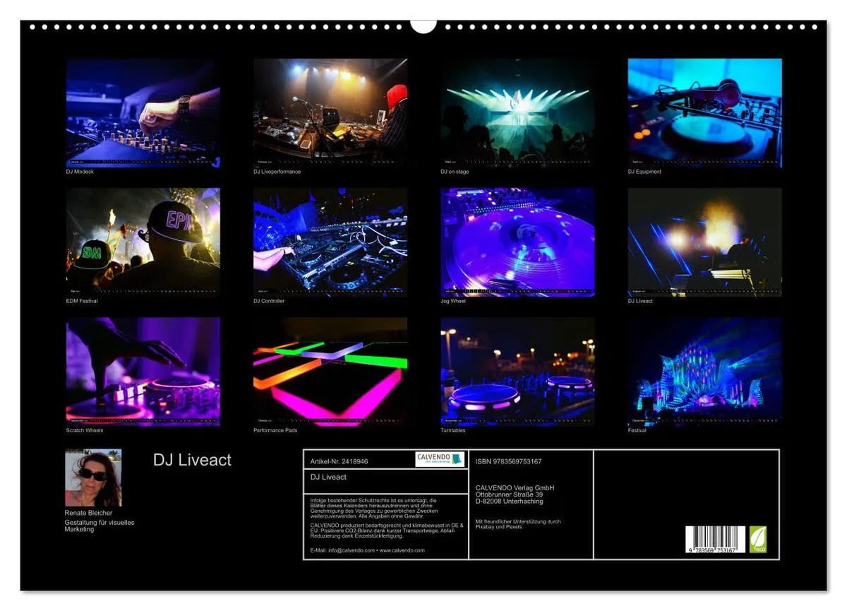 CALVENDO - DJ Liveact (Wandkalender 2027 DIN A2 quer), Monatskalender: Atmosphärische Aufnahmen von Dance Clubs, Festivals und DJ-Equipment