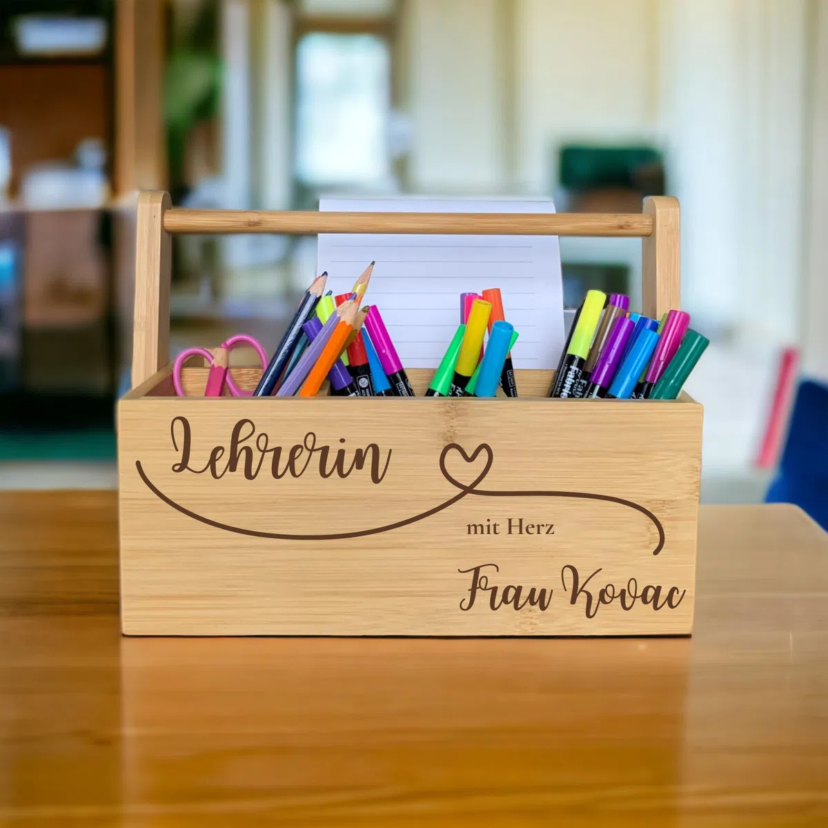 Stiftehalter Geschenk Lehrerin, Lehrer, Erzieherin | Abschiedsgeschenk, Schreibtischorganizer, Personalisierte Stiftebox