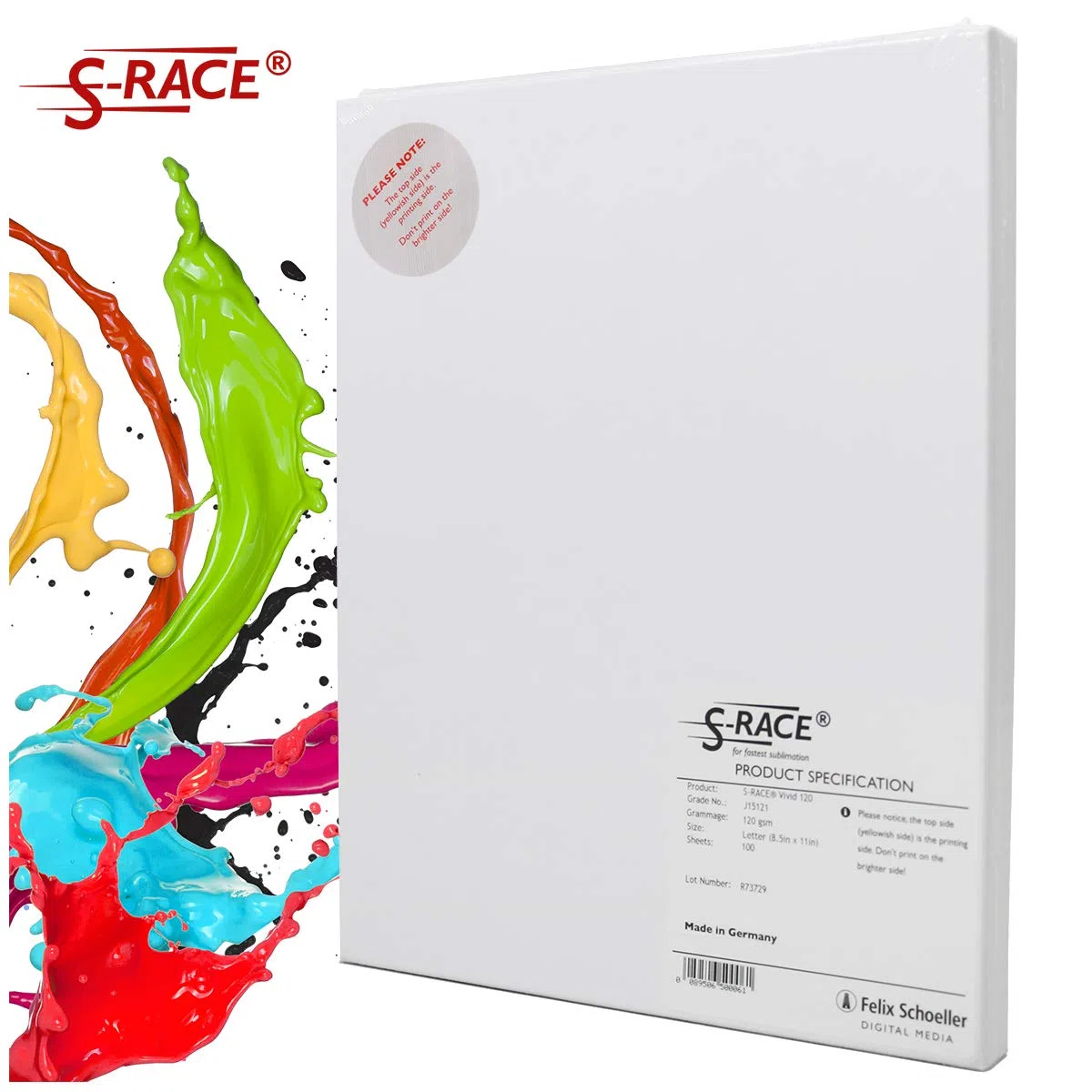 S-RACE Transferpapier DIN-A3 100 Blatt 120g/m² - Sublimationspapier für Inkjet