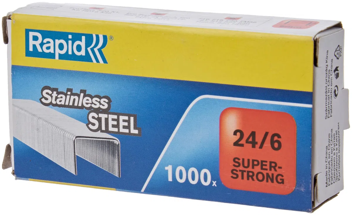 SAX 630 Heftzange, Hinterlademechanik (40 Blatt, Metal) silber | hohe Qualität & Rapid 24858100 Heftklammern 24/6mm Super Strong, rostfrei, 1000 Stück