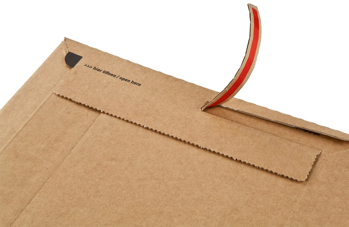 ColomPac CP020.18 Wickelverpackung aus Wellpappe mit Selbstklebeverschluss und Aufreissfaden, braun