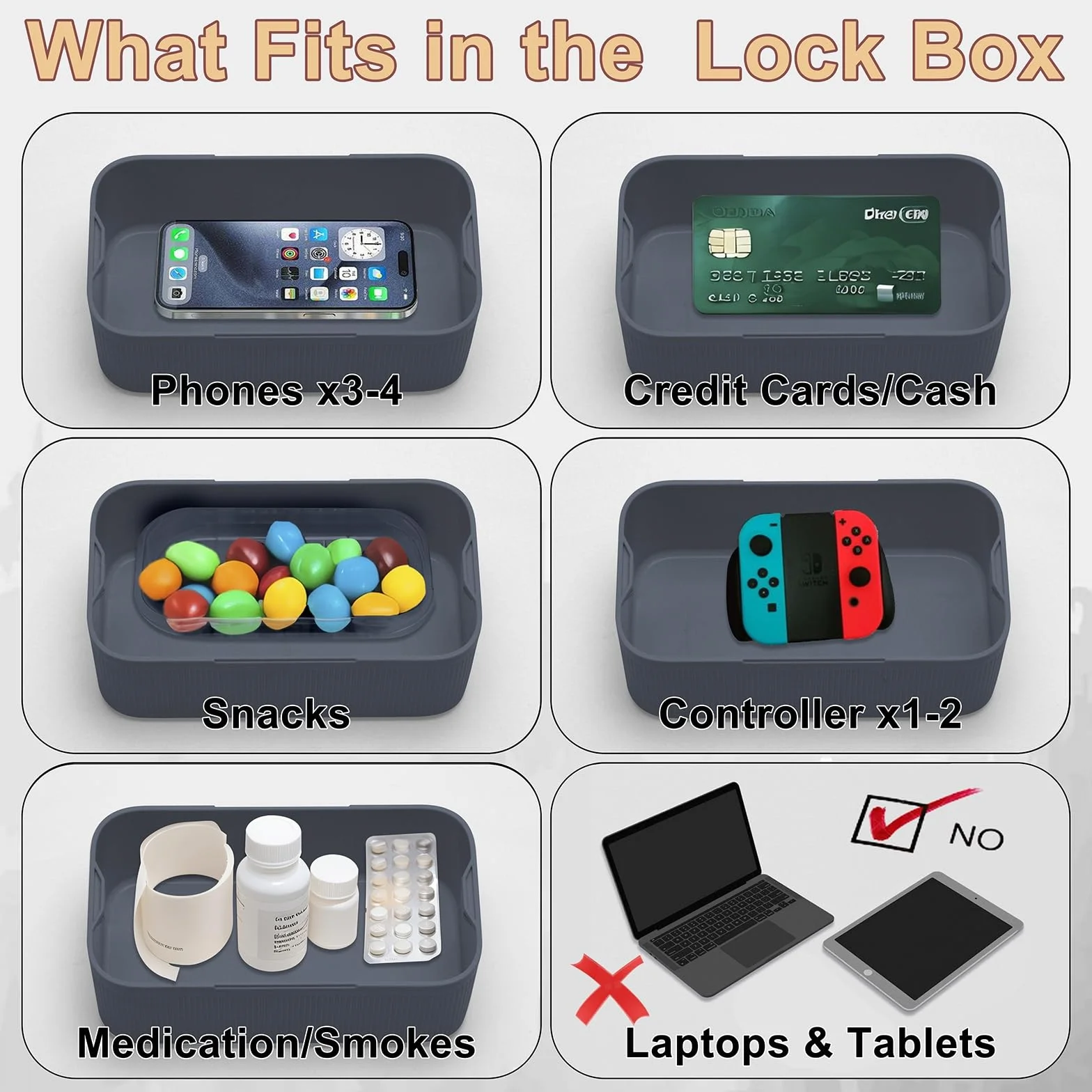 Zeitschloss Box,Time Lock,Phone Lock Boxs Suchtmanagement,Sicherheits-Schließfächer für Küche/Haus/Schule/Reisen/Büro/Medikamenten Aufbewahrung/Box Abschließbar(Batterie Nicht Enthalt) (Grau)