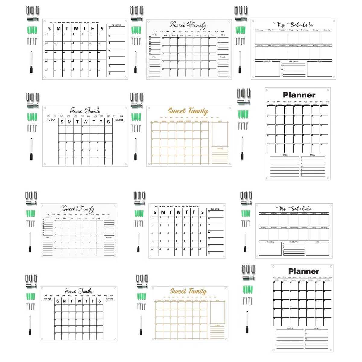 Acryl-Kühlschrankkalender, transparenter Kühlschrankkalender, Wochenplaner, Whiteboard aus Acryl
