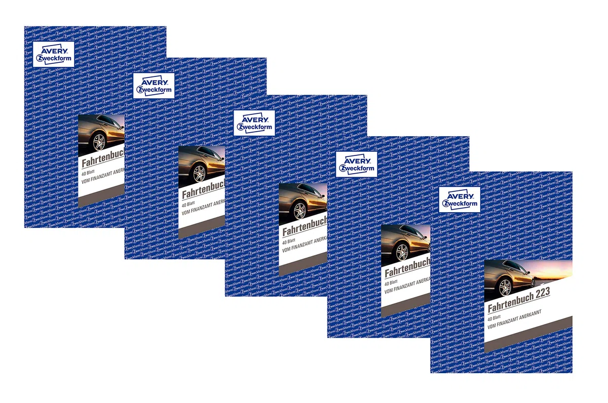 Avery Zweckform 223 Fahrtenbuch - A5, weiß (40 Blatt | PKW | DIN A5, 5 Stück)