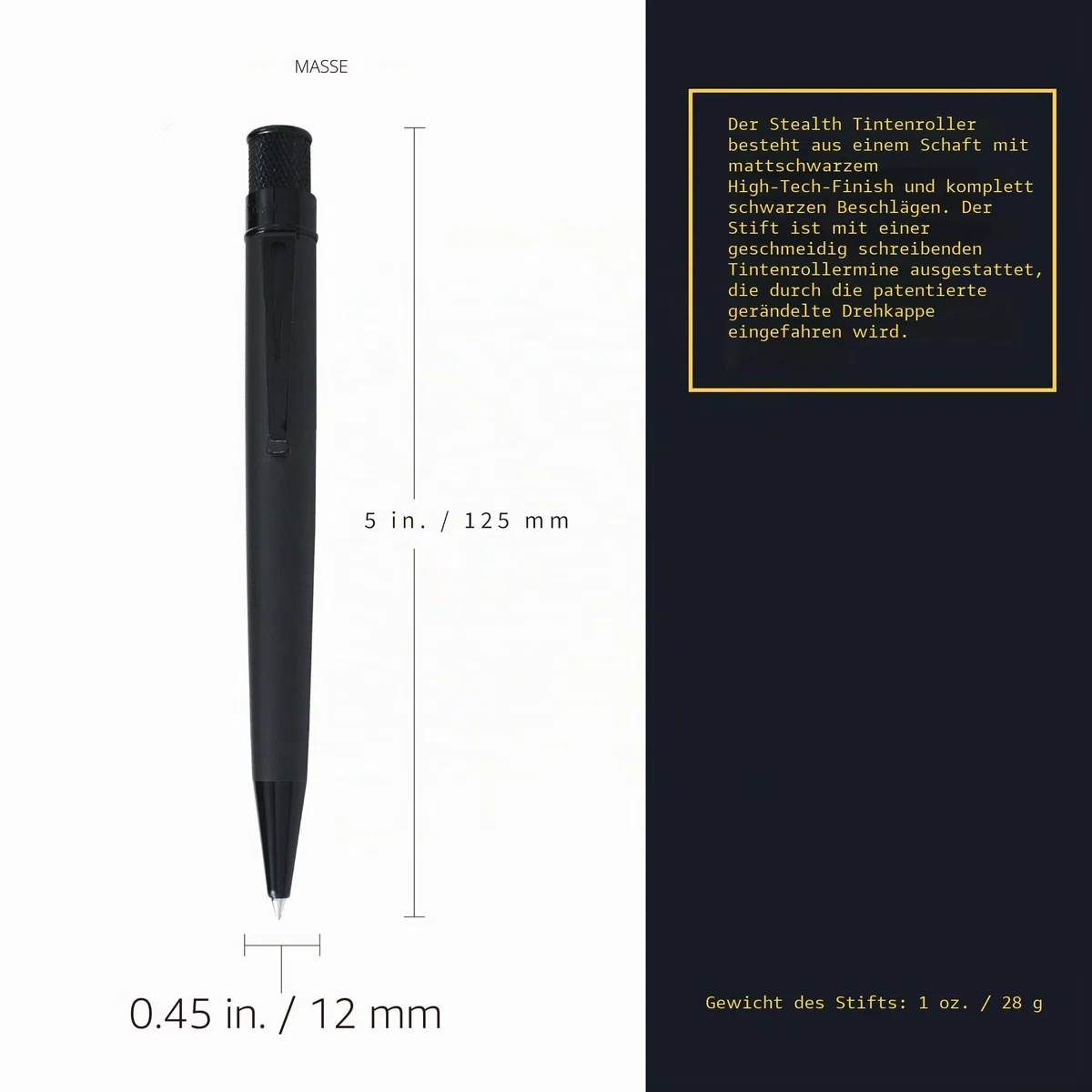 Retro 51 Tornado Deluxe Stealth VRR-1701 Tintenroller, Schwarz
