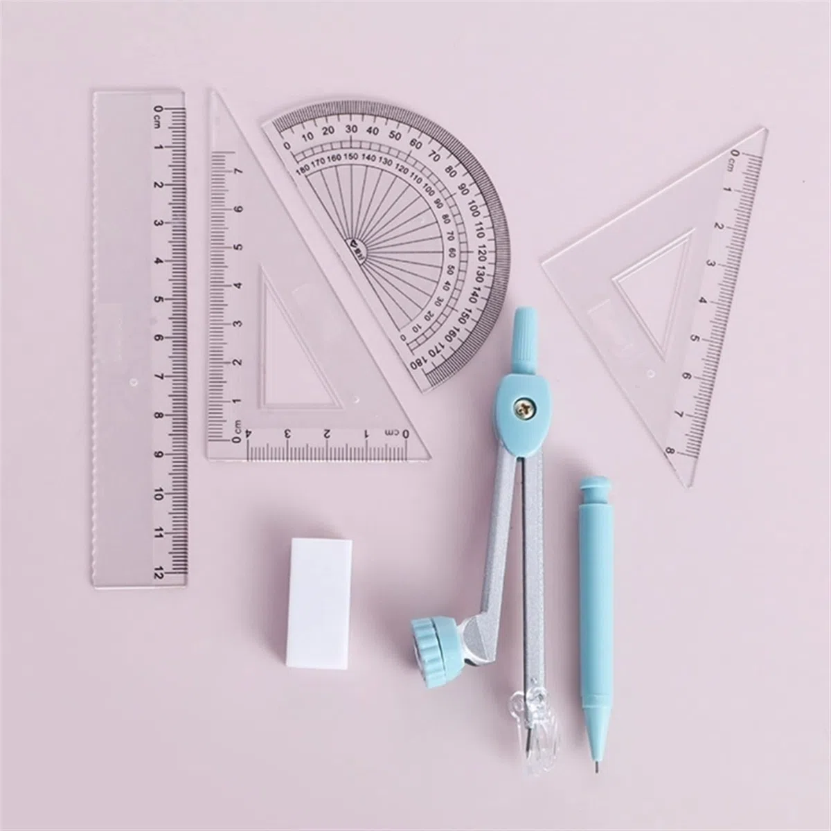 BAtlam Kompass-Geometrie-Kit 7-in-1-Kompass-Set Multifunktionales Quantizer-Kit Box for Studenten Mathe-Entwurf Zeichenwerkzeuge Schreibwaren Mathe-Set Kompass-Set (Color : A) (A)