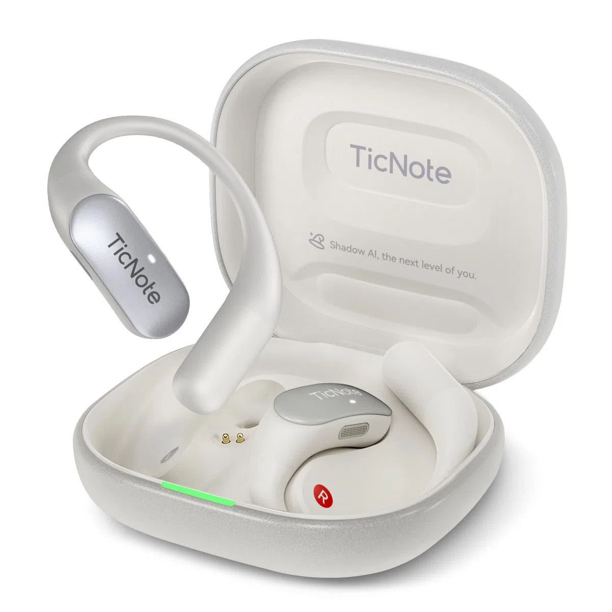 Mobvoi TicNote Pods Wearable KI-Sprachrekorder, 4G integriert – Aufnahme & Cloud-Sync ohne Smartphone, Sprachaktiviertes Aufnahmegerät, Transkription & Meeting-Notizen, über 120 Sprachen, 5h Akku