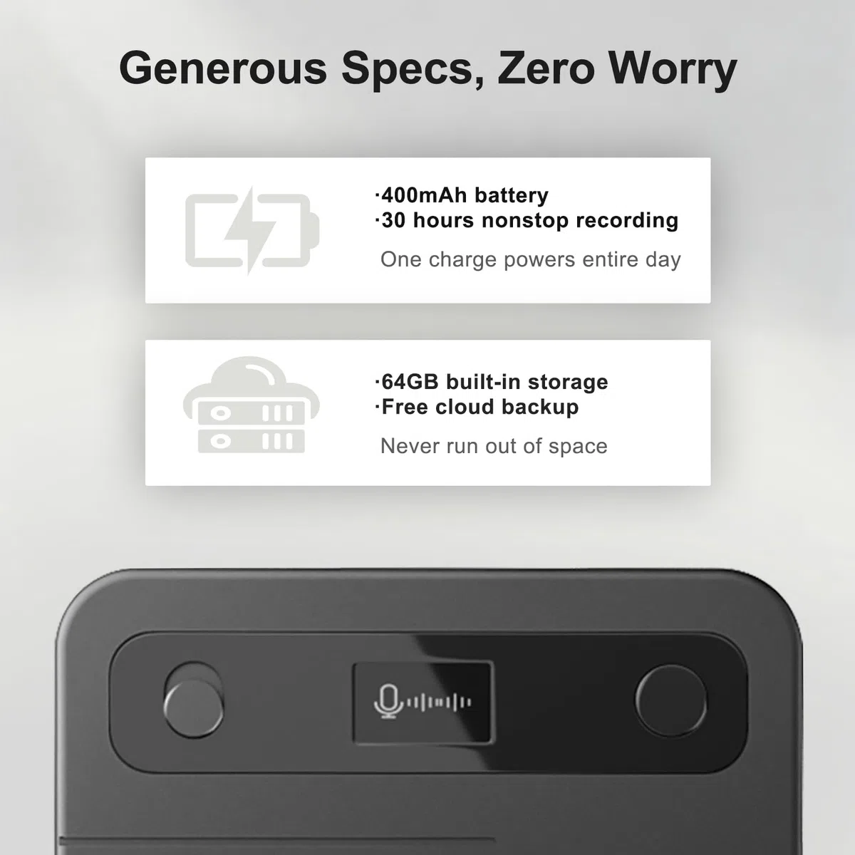 Note Pro AI Voice Recorder, 64GB AI Recorder mit Transkription, Echtzeitübersetzung 100 Sprachen, AI-Meeting-Minuten & Mind Maps, magnetisches Design, 400-mAh-Akku