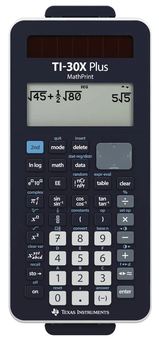 Texas Instruments TI-30X Plus MathPrint Taschenrechner – wissenschaftlicher Schulrechner für Sek I & II, Abitur/IQB zugelassen, mit CalcCase Schutztasche schwarz (Kork)