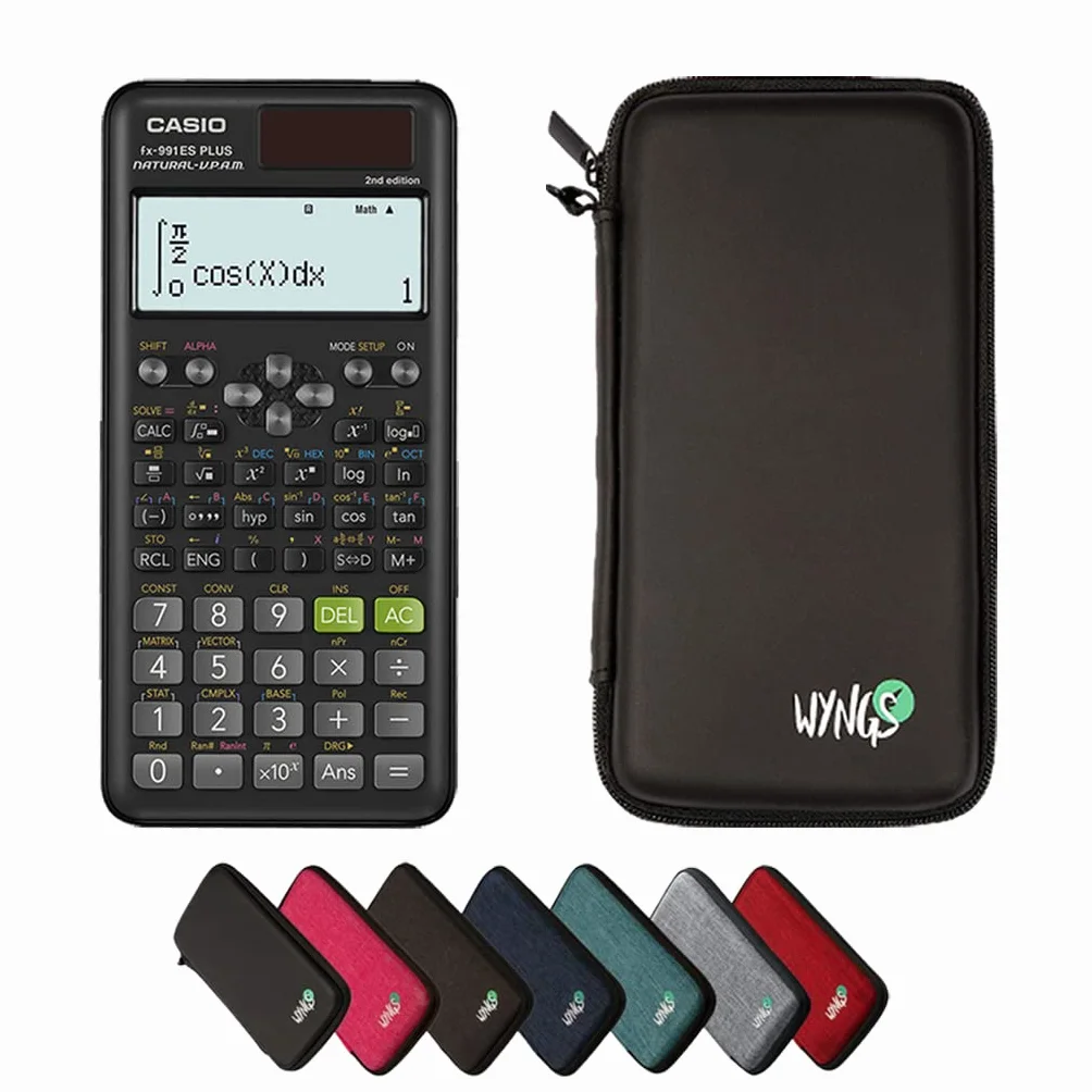 Casio fx-991ES Plus 2nd Edition inkl. WYNGS Schutztasche Schwarz - Wissenschaftlicher Taschenrechner - Basic Set