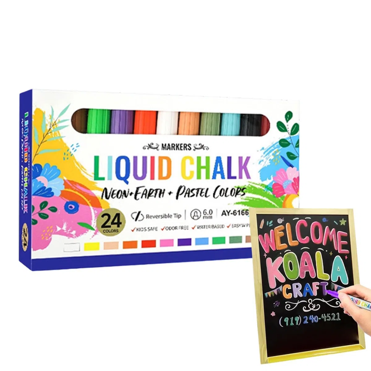 Kreidemarker, radierbar, mit 6 mm wendbaren Spitzen | Flüssigkreide für Klassenzimmer, Büro, Schule, Zuhause, Meeting, Konferenzen, Kreidetafel, Whiteboard, Tafel