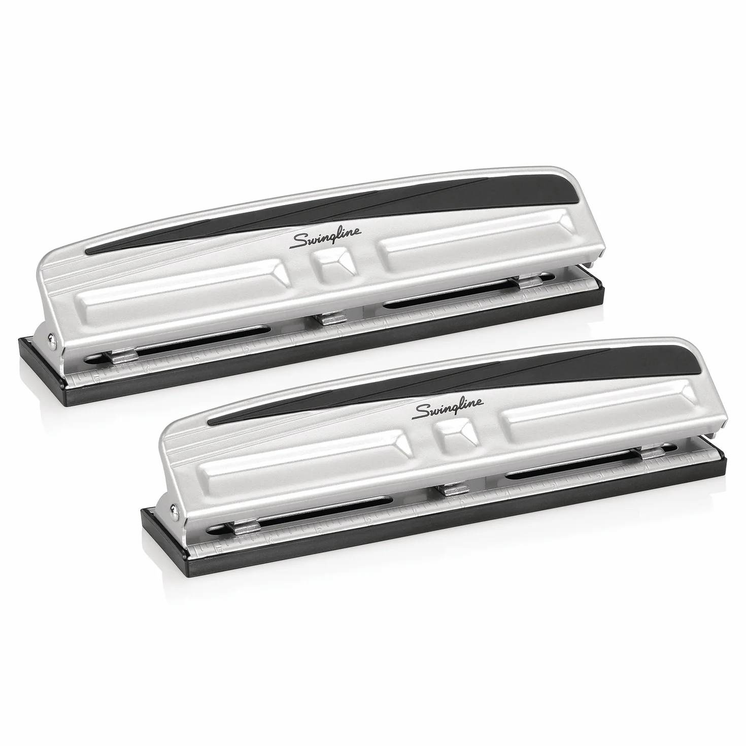 Swingline A7074066AZ Desktop-Lochstanzer, verstellbar, 2–3 Löcher, 10 Blatt, Schwarz/Silber, 2 Stück