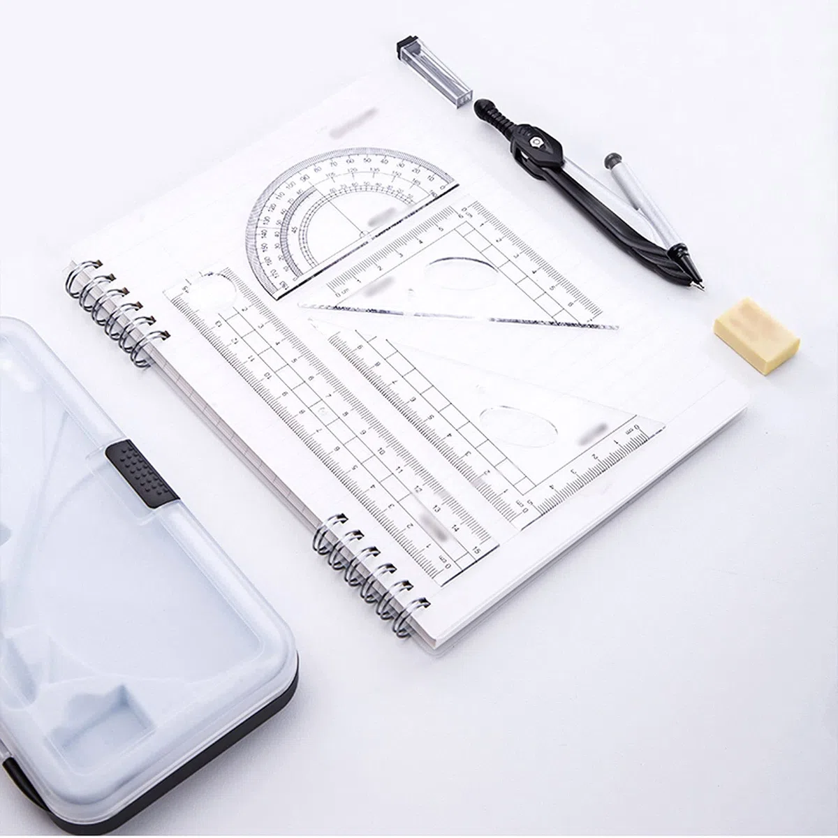 Mathe-Geometrie-Kit-Set, Mathe-Kompass, professionelles Zeichenwerkzeug-Set, Multifunktions-Kompass, Lernen spezieller Mathematik-, geometrischer Zeichen- und Geometrie-Kit(A)