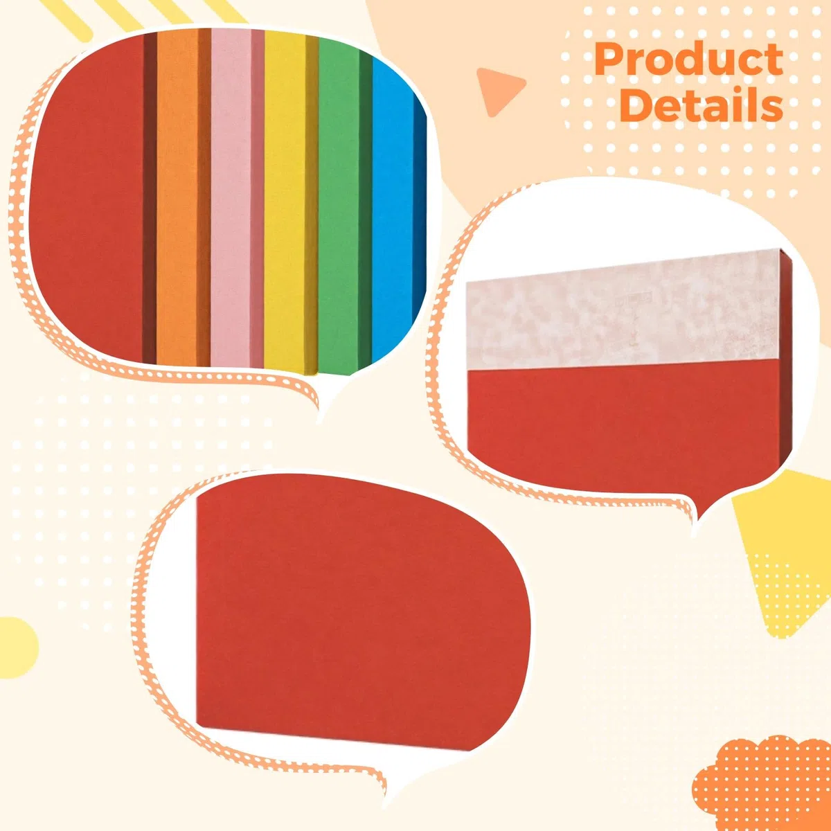Buntes Notizblock-Set, 6 Stück, Regenbogen-Haftnotizen, Ersatzpapier, Papierschneide-Notizblöcke, DIY, Schreibwaren, Farbe, lebhaft für Zuhause, Schule, Büro, Kunstprojekte, Bastelbedarf