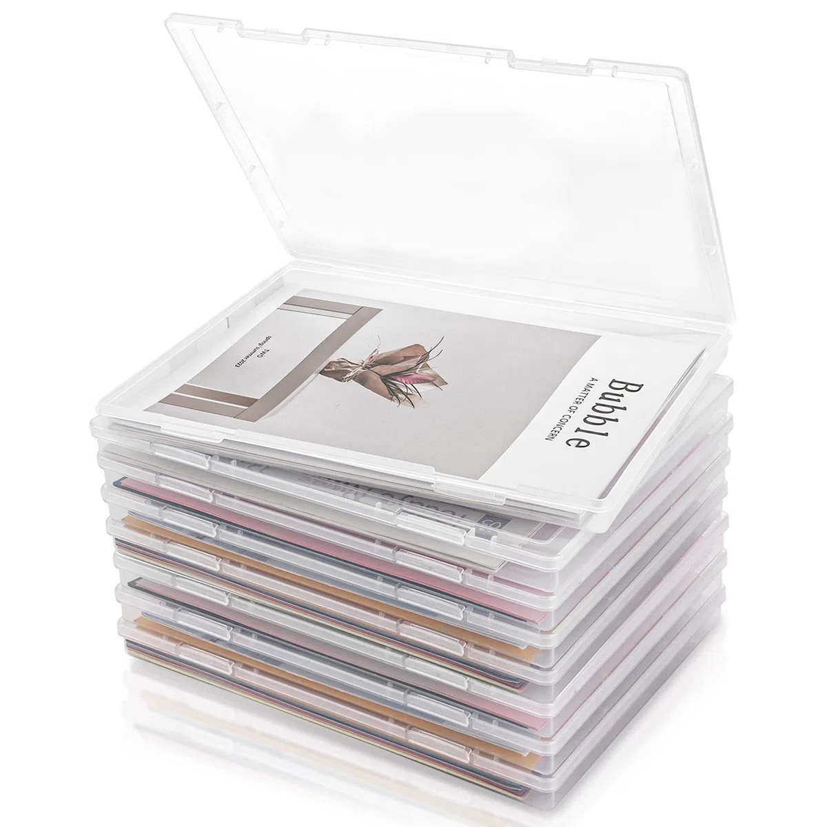 8 Stück Archivbox A4, Transparent Kunststoffboxen, Dokumentenbox Tragbare Archivboxen, Aufbewahrungsbox mit Deckel, Heftbox A4 für Dokumente, Briefe, Sammelalben, Zeitschriften