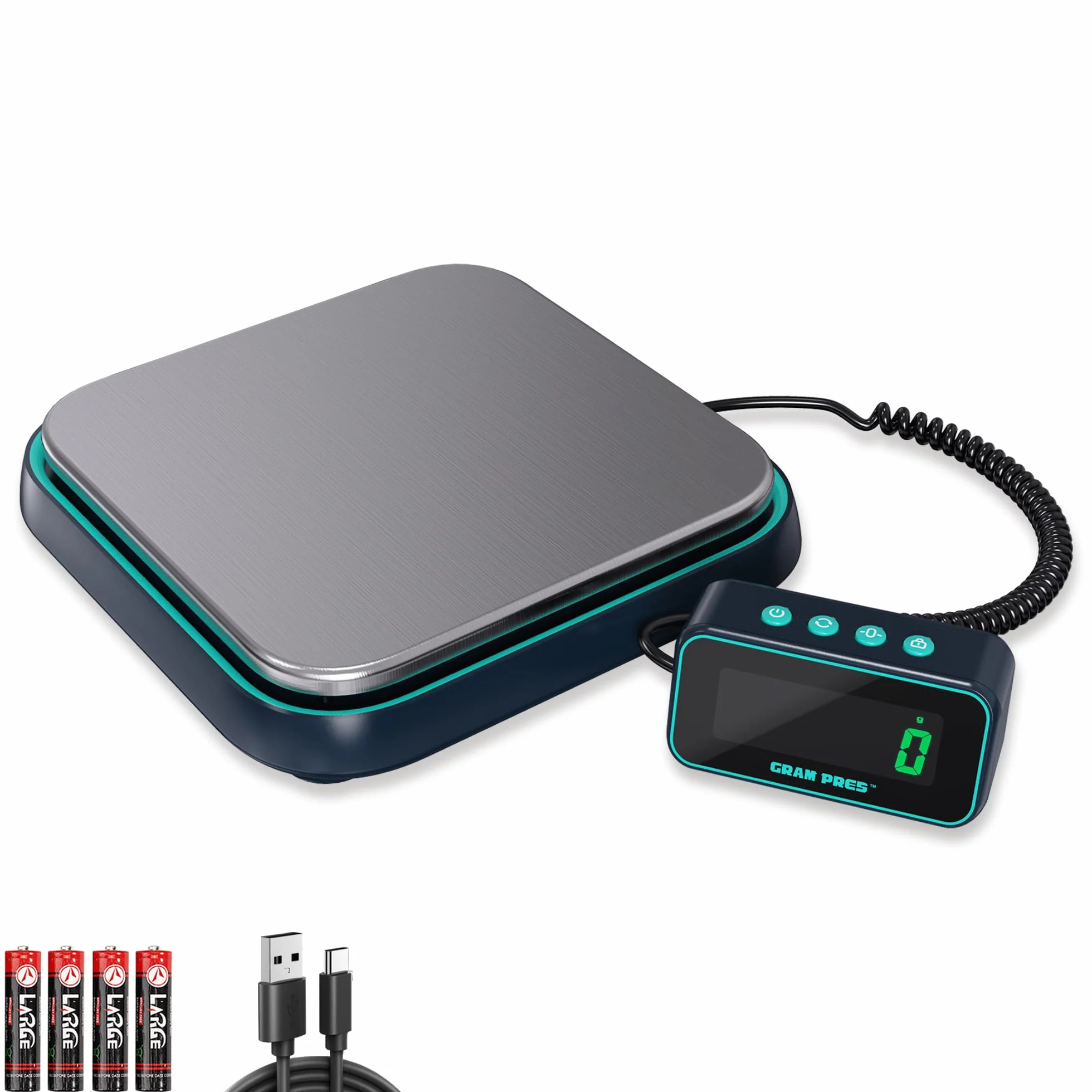 GRAM PRES Digitale Versandwaage, 86 lbs/0.1oz Hochpräzise Postwaage für Pakete mit Hold/Tara/getrennter LCD-Anzeige，Briefwaagen，Edelstahl-Postwaage，Paketwaage für Kleinunternehmen