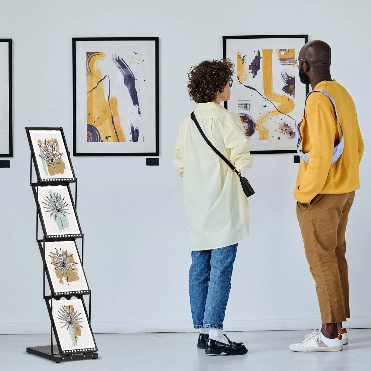 Tatuo 1 Stück Faltbarer Zeitschriftenständer Metall Katalog Literaturständer Tragbar 4 Taschen mit Tragetasche Prospektständer Literaturständer Display Halter Ständer für Ausstellung Messe