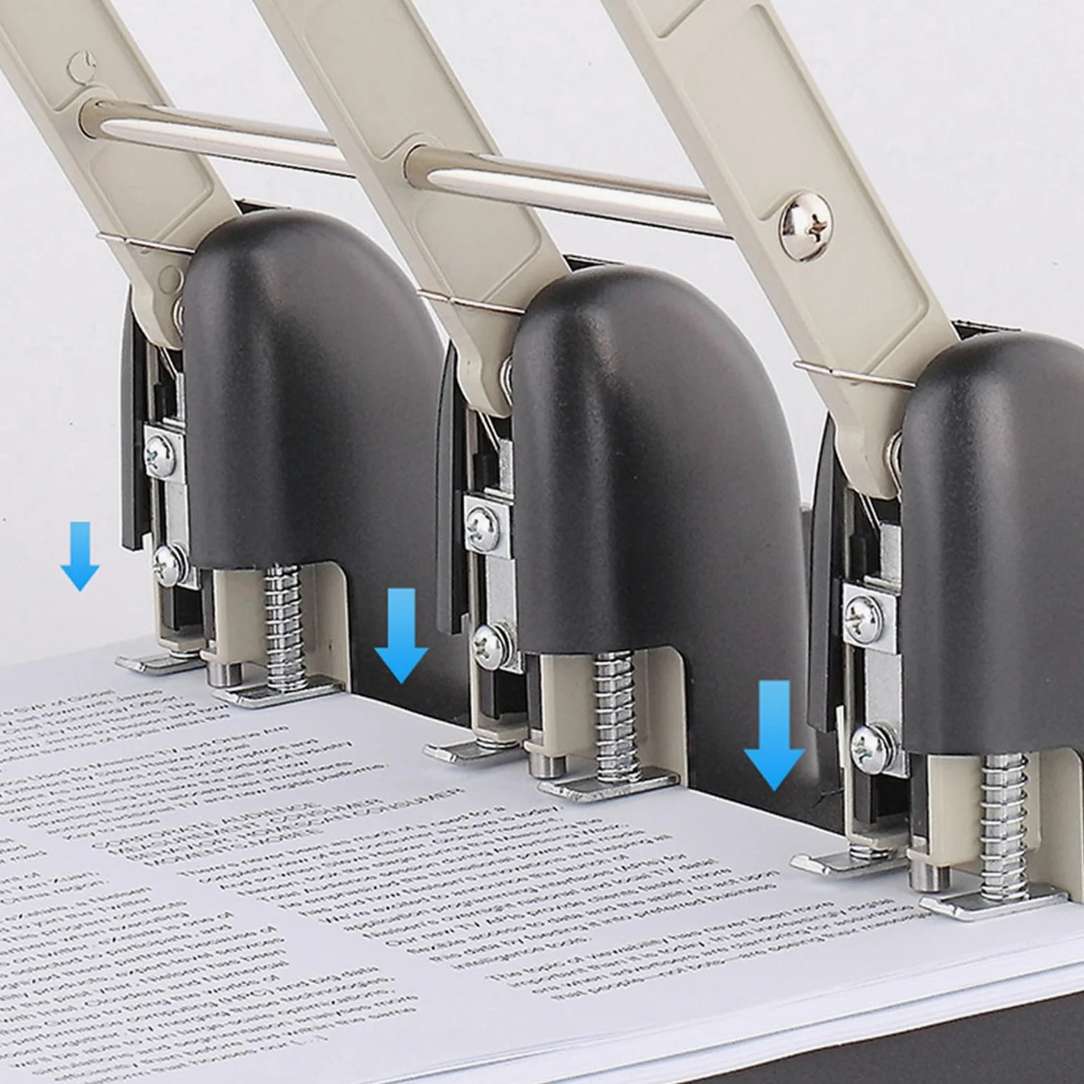 Industrieller Locher, robust, 2 Papierstanzer mit verstellbarem Duide, 150 Blatt Kapazität für Papier, PVC Laminate, Locher mit Konfetti Ablage