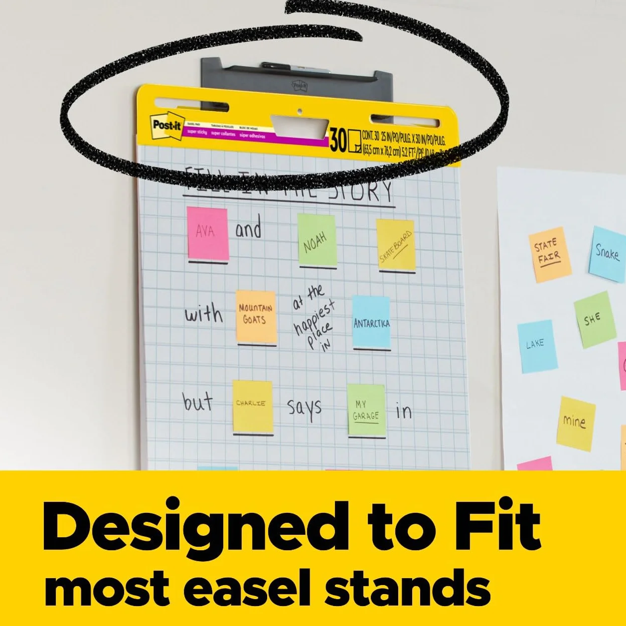 Post-it Super Sticky selbsthaftendes Meeting Chart (Flipchart) Weiß, Raster, 2 Blöcke, 63.5 cm x 76.2 cm, 30 Blatt pro Block