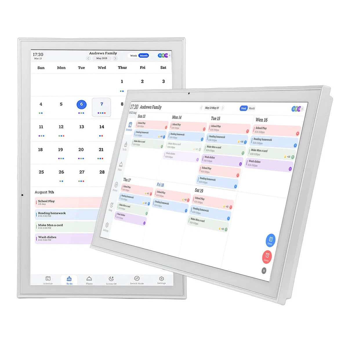 Jectse Elektronischer Kalender, Familienplaner mit 21,5-Zoll-Touchscreen, Digitales Arbeitsdiagramm mit KI-Porträt, Digitaler Bilderrahmen mit 1920 X 1080 Pixeln, Tisch- oder Wandmontage, ß