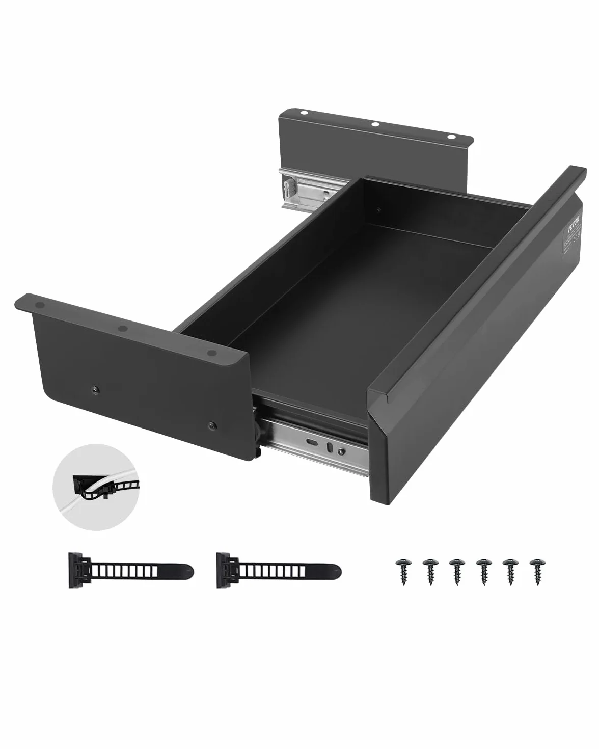 VEVOR Untertisch Schublade 440x223x101 mm, Unterbau Schreibtisch, versteckter Schreibtisch-Aufbewahrungs-Organizer, Bleistiftschublade unter dem Tisch für Sitz-Steh-Arbeitsplätze im Büro & zu Hause