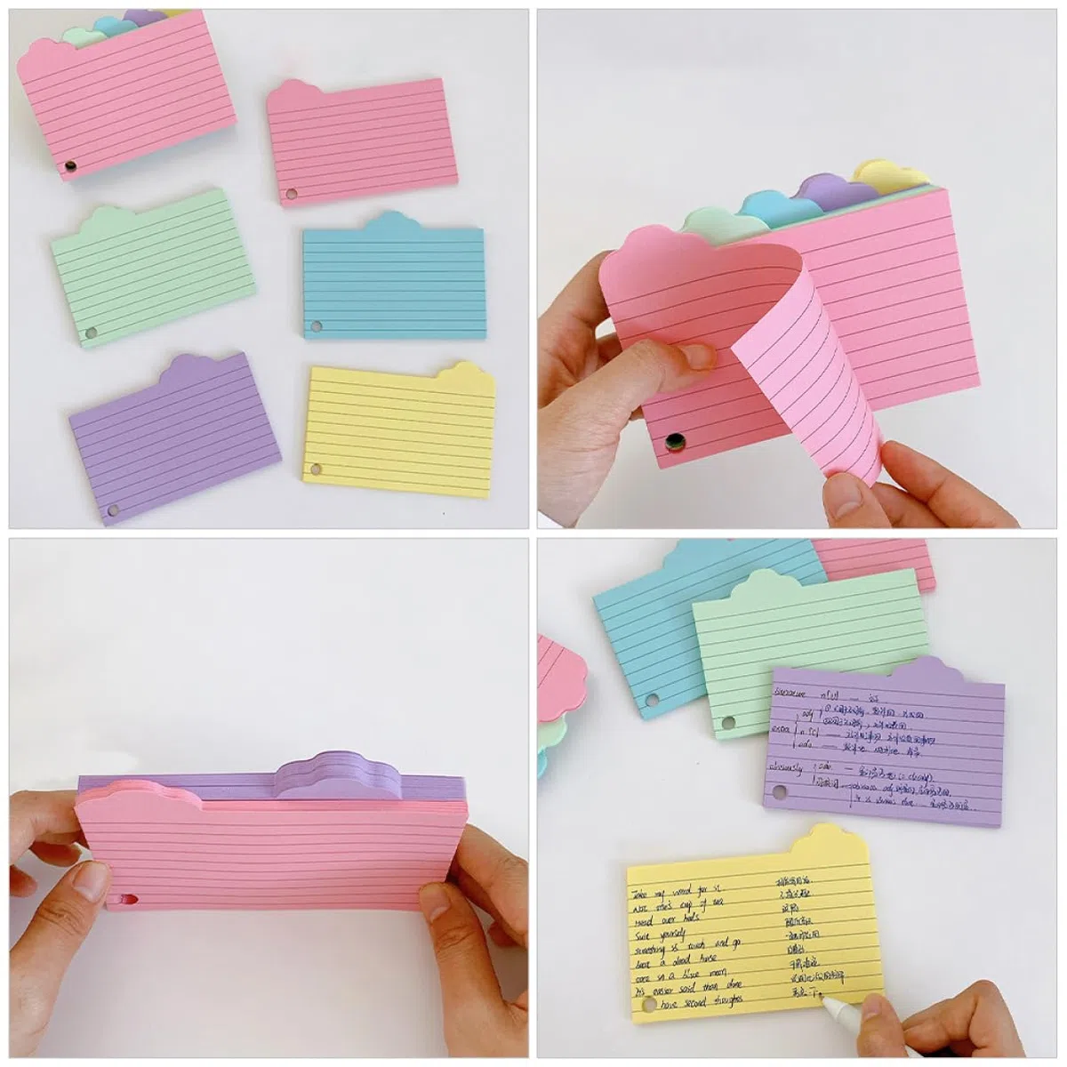 DOITOOL 5 Sätze Vokabelheft Aus Notizpapier Farbe Flashcard Leere Karten Materialien Mit Index Klebrig Studenten Farbig Lernen Revision Karteikarte Bunt Rosa Wolke Memo 125 Blätter * 5