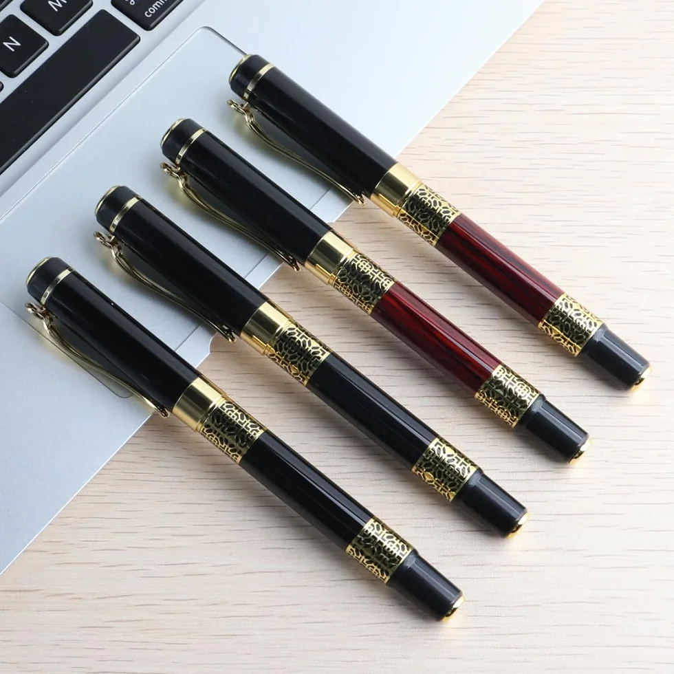 BIK Gelschreiber, Metallroller, chinesischer klassischer Stil, Kalligraphie, Schreiben, Unterschrift, Geschenk, Stift, Studenten, Schreibwaren, Büro (1 roter Stift, blau)