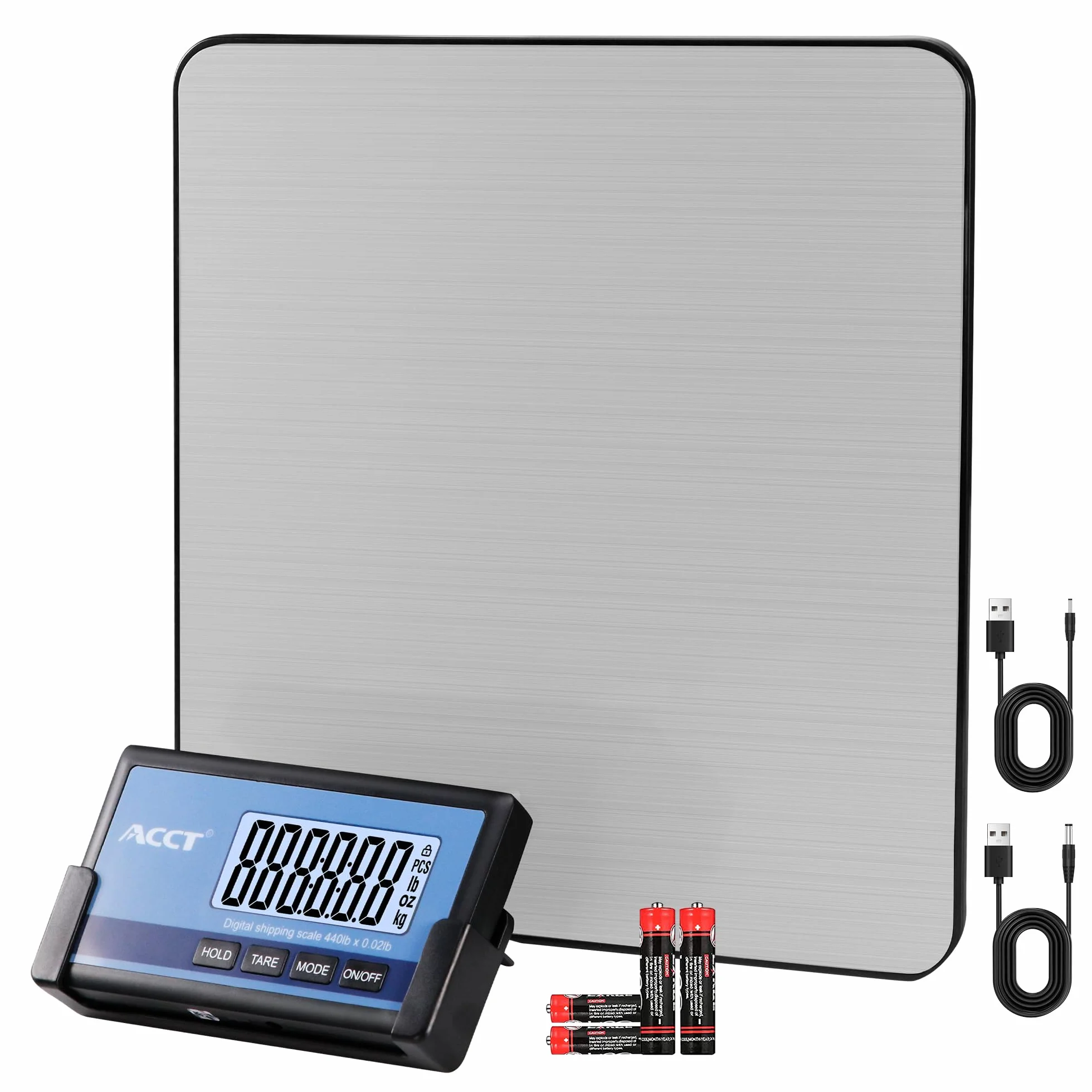 briefwaage, 440 lb/0.35 oz hochpräzise digitale Paketwaage, Postwaage, kabellose LCD-Anzeige, Hold/Tara-Funktion, leichte Waage für Pakete/Gepäck/Tiere, inkl. Batterie
