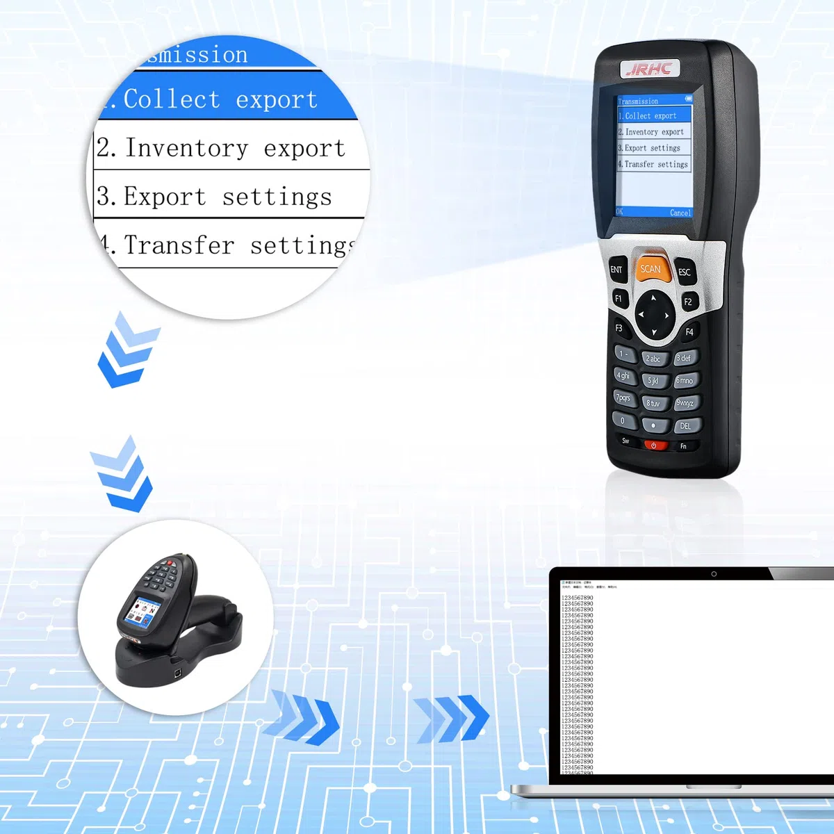 1D Barcode Scanner Inventarscanner und Sammler, kabelloser 2.4G Barcode-Scanner zum Scannen von Sammlung und Inventar mit 2.2 Zoll LCD Bildschirm